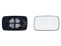 Geam oglinda exterioara cu suport fixare Bmw Seria 3 (E46), Coupe/Cabrio, 05.1999-09.2006, Dreapta, incalzita, geam asferic, cromat