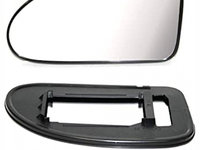 Geam oglinda exterioara cu suport fixare Ford Focus 1, 09.1998-11.2004, partea Stanga, sticla plat, geam cromat, se potriveste doar oglinzilor OE, Aftermarket