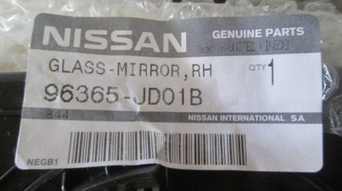 Geam sticla oglinda stanga Nissan Qashqai dupa 2006 cod 96365-jd01b