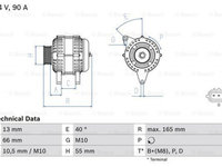 Generator Alternator 0 986 082 430 BOSCH pentru Mazda 3