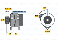 Generator / Alternator (0123515012 BOSCH) AUDI