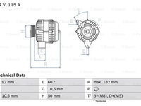 Generator / Alternator (0986037990 BOSCH) DAEWOO,MERCEDES-BENZ,SSANGYONG
