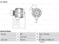 Generator / Alternator (0986038170 BOSCH) DAEWOO,MERCEDES-BENZ,SSANGYONG