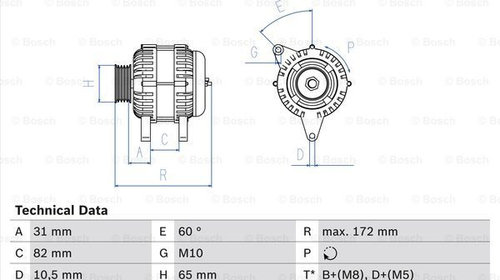 Generator / Alternator (0986038180 BOSCH) AUD