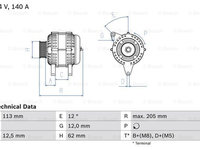 Generator / Alternator (0986082620 BOSCH) FIAT,SUZUKI