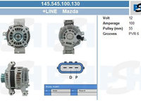 Generator Alternator 145 545 100 130 BV PSH pentru Mazda 6 Mazda Atenza