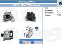 Generator Alternator 305 501 090 010 BV PSH pentru Vw Eurovan Vw Transporter