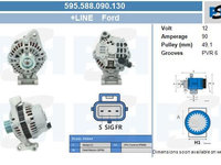 Generator Alternator 595 588 090 130 BV PSH pentru Ford Fiesta Ford Ikon Ford Fusion