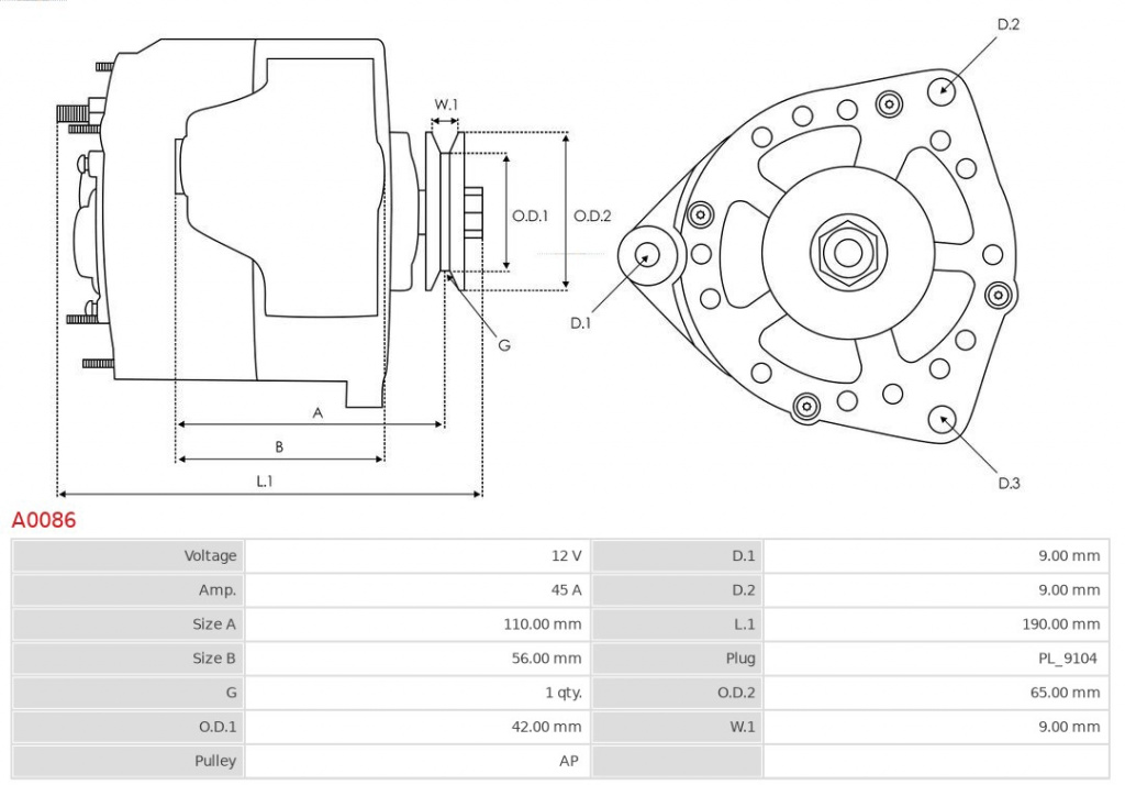 Generator / Alternator AS-PL A0086 pentr