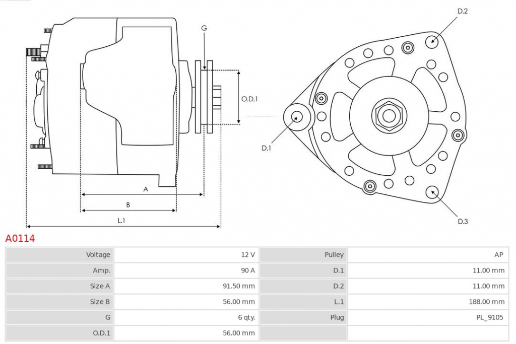 Generator / Alternator AS-PL A0114 pentr