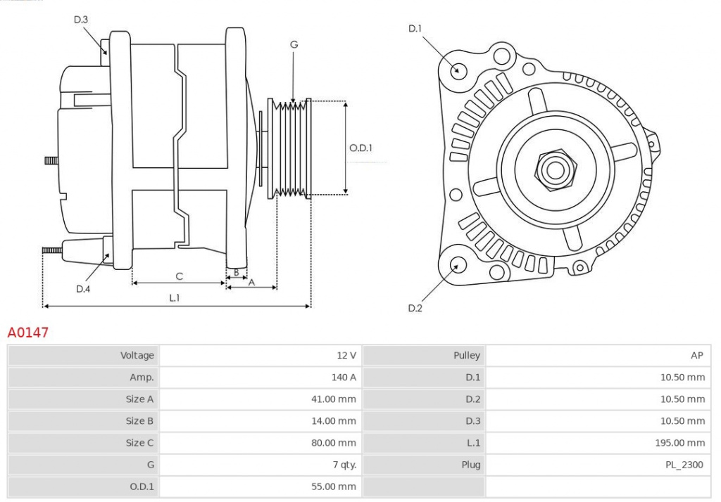 Generator / Alternator AS-PL A0147 se po