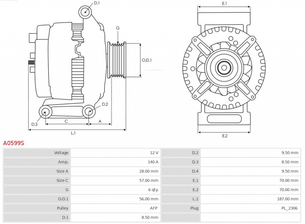 Generator / Alternator AS-PL A0599S pent