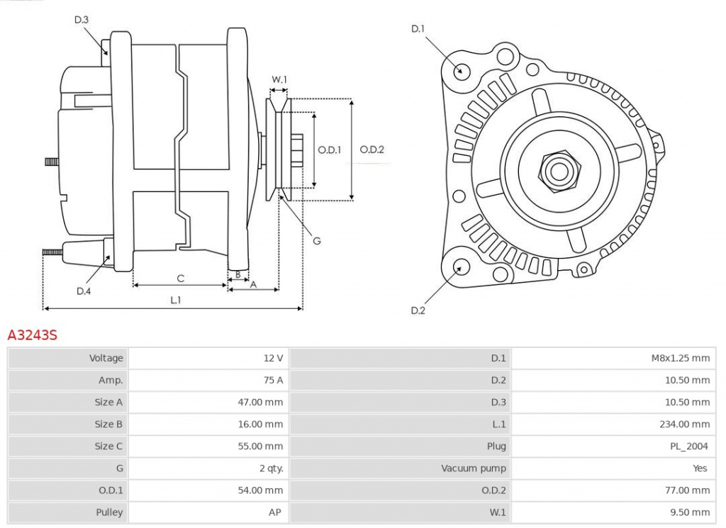 Generator / Alternator AS-PL A3243S mode