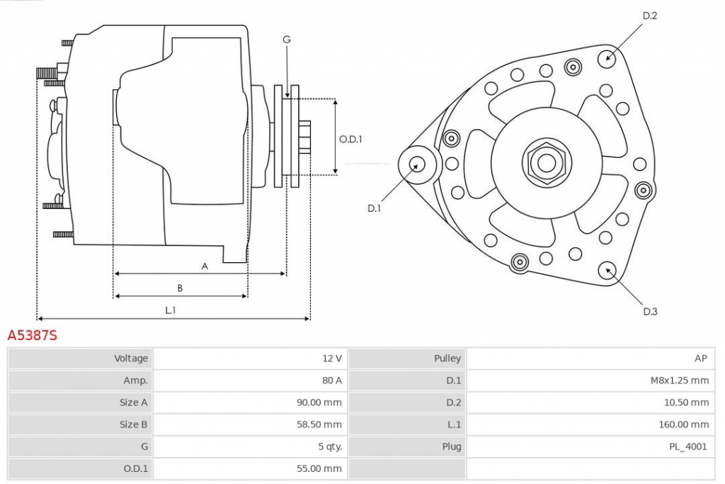 Generator / Alternator AS-PL A5387S la S