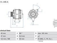 Generator / Alternator BOSCH 0 986 082 410