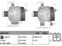 Generator Alternator DAN1376 DENSO pentru Honda Accord