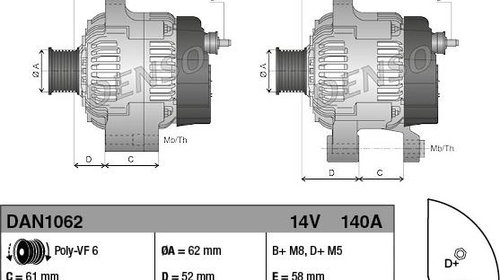 Generator / Alternator FIAT CROMA 194 DENSO D
