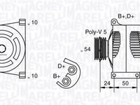 Generator / Alternator FIAT IDEA, LANCIA MUSA (350), FIAT PUNTO (199) - MAGNETI MARELLI 063377027010