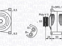 Generator / Alternator FIAT PALIO Weekend (178DX), LANCIA Y (840A), FIAT STRADA pick-up (178E) - MAGNETI MARELLI 063377008010