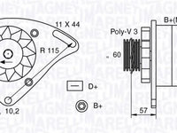 Generator / Alternator FIAT PUNTO (176) (1993 - 1999) MAGNETI MARELLI 063321173010 piesa NOUA