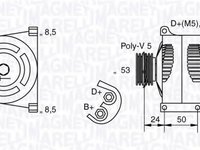 Generator / Alternator FIAT PUNTO (188), FIAT STILO (192), LANCIA YPSILON (843) - MAGNETI MARELLI 063377010010