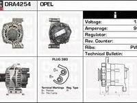 Generator / Alternator FIAT STRADA pick-up (178E), FIAT PUNTO (188), OPEL AGILA (A) (H00) - DELCO REMY DRA4254