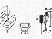 Generator / Alternator FORD FIESTA Mk III (GFJ), FORD FIESTA Mk IV (JA_, JB_), FORD COURIER caroserie (J5_, J3_) - MAGNETI MARELLI 063341758010