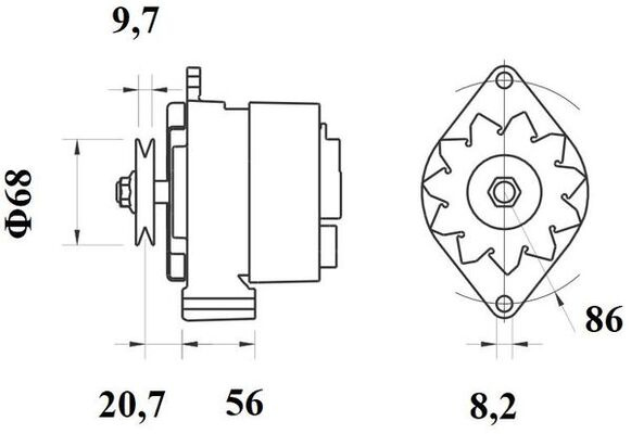 Generator / Alternator MAHLE MG396 model
