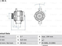 Generator / Alternator MERCEDES-BENZ A-CLASS W168 BOSCH 0 986 045 181