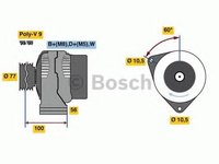 Generator / Alternator MERCEDES-BENZ ATEGO, MERCEDES-BENZ ECONIC, MERCEDES-BENZ UNIMOG - BOSCH 0 124 615 057