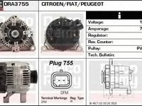 Generator / Alternator PEUGEOT 206 CC (2D) (2000 - 2016) DELCO REMY DRA3755 piesa NOUA