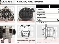Generator / Alternator PEUGEOT 206 CC (2D) (2000 - 2016) DELCO REMY DRA3755