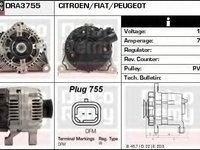 Generator / Alternator PEUGEOT 206 Hatchback (2A/C) (1998 - 2016) DELCO REMY DRA3755 piesa NOUA