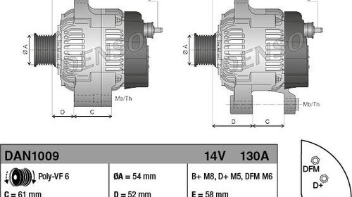 Generator / Alternator SAAB 9-3 YS3F DENSO DA