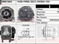 Generator / Alternator SKODA OCTAVIA I (1U2) (1996 - 2010) DELCO REMY DRB1860 piesa NOUA