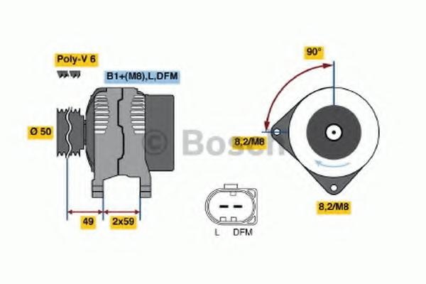 Generator / Alternator VW TRANSPORTER / CARAVELLE Mk IV bus (70XB, 70XC, 7DB, 7DW), VW SHARAN (7M8, 7M9, 7M6), VW POLO limuzina (6KV2) - BOSCH 0 986 0