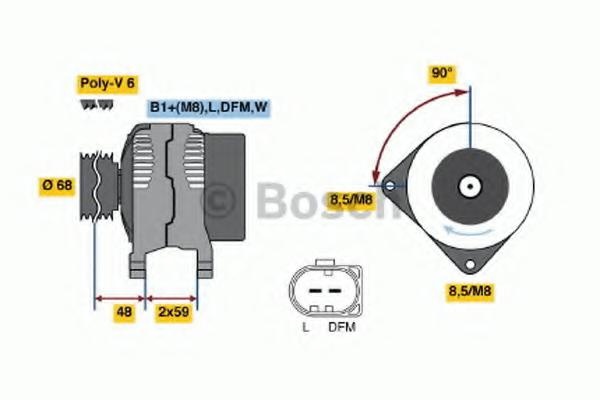 Generator / Alternator VW TRANSPORTER / CARAVELLE Mk IV bus (70XB, 70XC, 7DB, 7DW), VW POLO limuzina (6KV2), VW TRANSPORTER Mk IV caroserie (70XA) - B