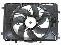 GMV radiator electroventilator Mercedes Clasa C (W204 / S204), 03.2007-2014 Diesel/Benzina, tip climatizare cu AC, dimensiune 600W/475mm, cu 4 pini, plastic, Aftermarket