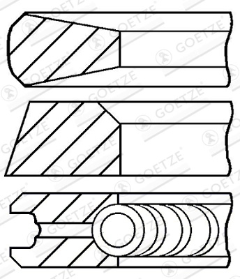 GOETZE ENGINE Set segmenti piston 08-105500-00 compatibil cu CITROEN JUMPY I (U6U_) D8B (XUD9TF) 1905cc 92cp 68kW 1996 1997 1998 1999 2000 2001 2002 2003