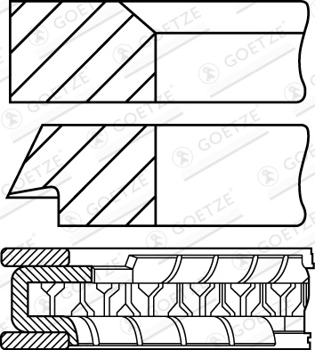 GOETZE ENGINE Set segmenti piston 08-154600-10 compatibil cu PEUGEOT BOXER bus (244, Z_) RFL (XU10J2U) 1998cc 110cp 81kW 2001 2002 2003 2004 2005 2006