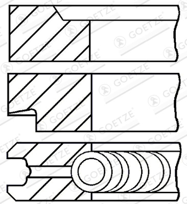 GOETZE ENGINE Set segmenti piston 08-206800-00 compatibil cu FIAT 500 Serie 8035.02 2592cc 50cp 37kW 1971 1972 1973 1974 1975 1976 1977 1978 1979 1980