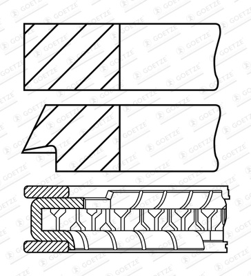 GOETZE ENGINE Set segmenti piston 08-423900-00 compatibil cu KIA CEED (CD) G4LC 1368cc 99cp 73kW 2018 2019 2020 2021 2022 2023