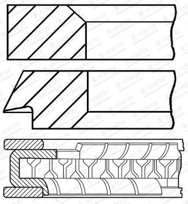 GOETZE ENGINE Set segmenti piston 08-424800-10 pentru masina KIA CARENS III microbus (UN) G4FC 1591cc 126cp 93kW 2009 2010 2011 2012 2013