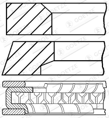 GOETZE ENGINE Set segmenti piston 08-433700-00 la HONDA CIVIC V limuzina (EG, EH) D15Z1 1493cc 120cp 88kW 1991 1992 1993 1994 1995