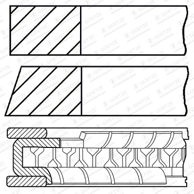 GOETZE ENGINE Set segmenti piston 08-445500-00 model HONDA CR-V II (RD_) K20A4; K20A5 1998cc 156cp 115kW 2001 2002 2003 2004 2005 2006 2007