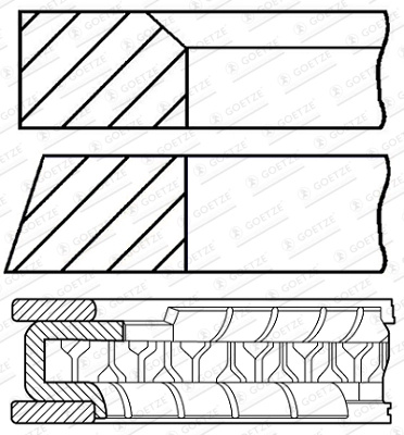 GOETZE ENGINE Set segmenti piston 08-447200-00 model KIA PICANTO I (SA) G4HG 1086cc 65cp 48kW 2004 2005 2006 2007 2008 2009 2010 2011