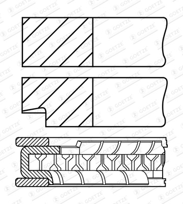 GOETZE ENGINE Set segmenti piston 08-452200-00 compatibil cu JAGUAR XJ (X351) 508PN(AJ133) 5000cc 390cp 287kW 2009 2010 2011 2012 2013 2014 2015 2016 2017 2018 2019 2020 2021 2022