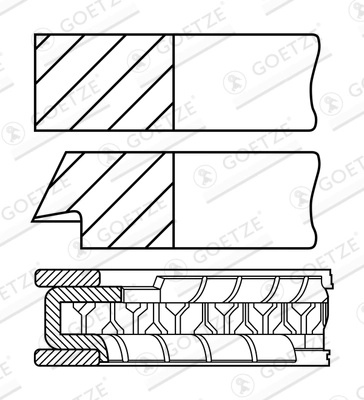 GOETZE ENGINE Set segmenti piston 08-452800-00 model FORD FOCUS III Turnier YUDA 1596cc 150cp 110kW 2010 2011 2012 2013 2014 2015 2016 2017 2018 2019 2020