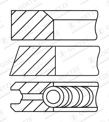 GOETZE ENGINE Set segmenti piston 08-452907-00 la FORD TRANSIT CUSTOM V362 bus (F3) BKFC; BKFD 1995cc 130cp 96kW 2015 2016 2017 2018 2019 2020 2021 2022 2023