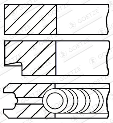 GOETZE ENGINE Set segmenti piston 08-784700-00 pentru IVECO ZETA 8060.05.280 5861cc 137cp 101kW 1985 1986 1987 1988 1989 1990 1991 1992